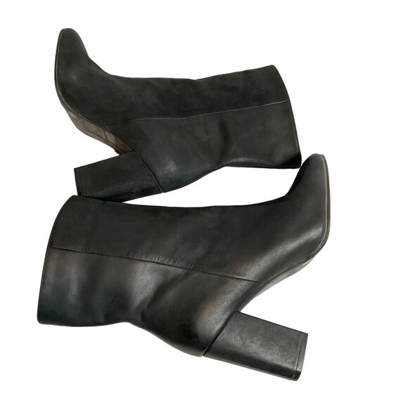 Lucky Brand Walwyn Black Nubuck Leather Block Heel Bootie Women's Size 8M - Picture 6 of 9